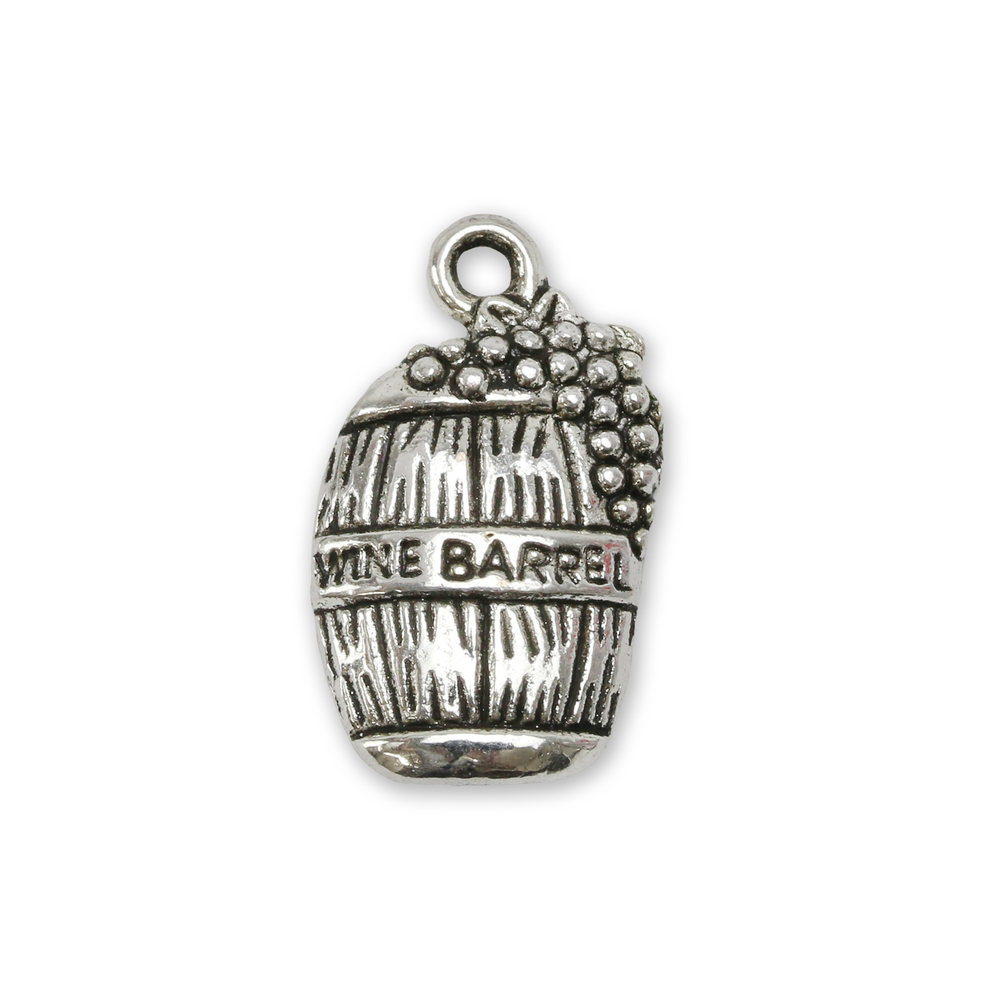 Charms & Solderable Accents Base Metal Wine Barrel Charm, Pack of 10